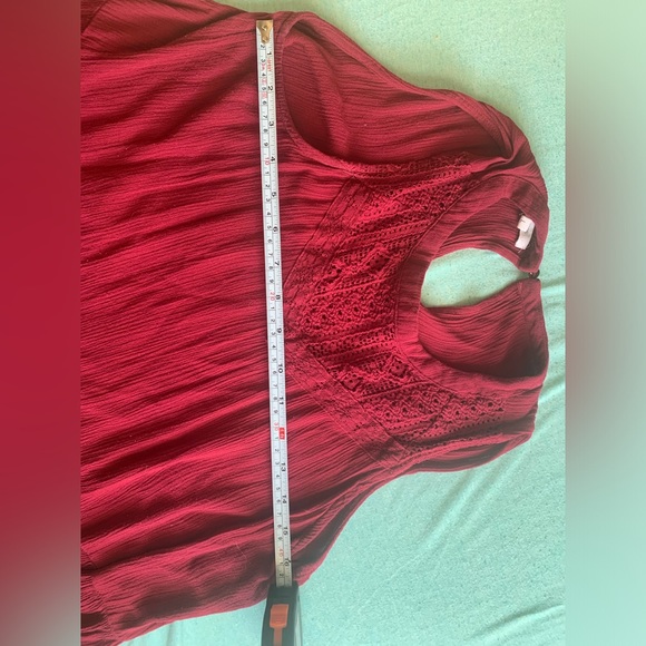 Maurices Flowy Rayon Red Lace Detail Tank Top Scoop Neck Detail - Picture 6 of 10